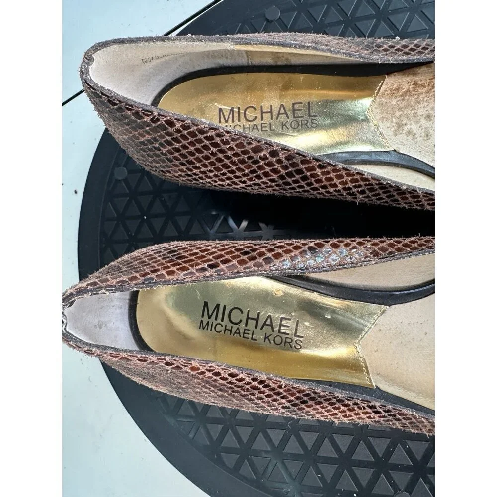 MK Michael Kors Wooden Wedge Python Heel Sz 7 M
